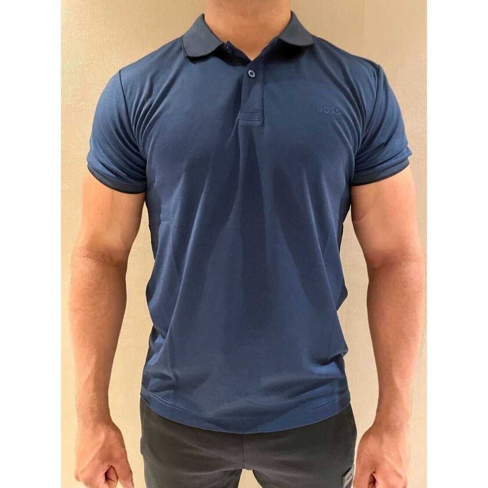 NWT Boss Regular Fit Golf Polo Shirts Short Sleeve Men's Navy Blue Size X Large